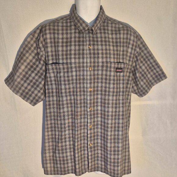 Dickies button front shirt, grey-white-tan micro checked design, XL - Picture 1 of 16
